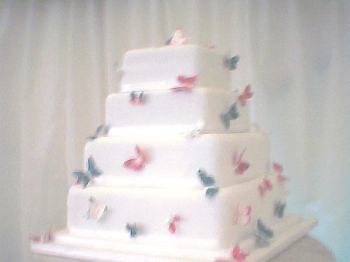This is the first wedding cake I made Glace fruit cake Pink and blue sugar