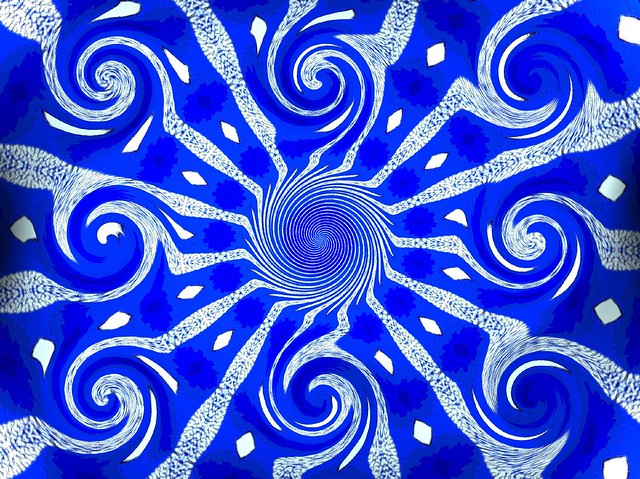 White blue spirals