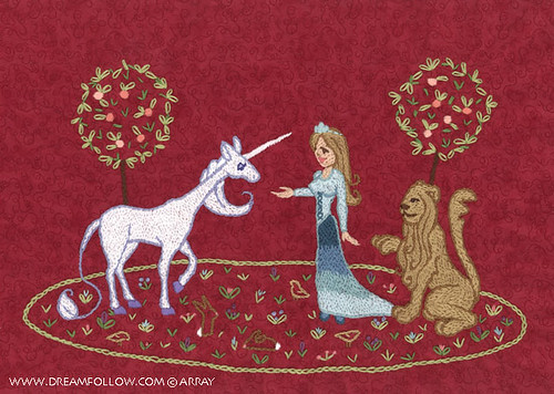 lady and unicorn embroidery