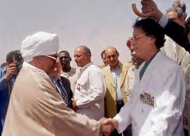 Sudan President Omar al-Bashir meeting revolutionary leader Khaddafi of Libya by Pan-African News Wire Photo File