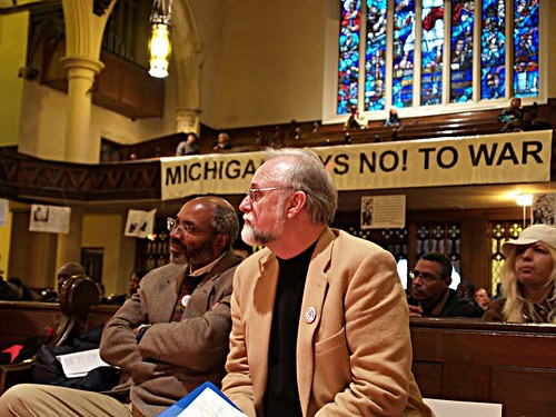 Abayomi Azikiwe, left, editor of the Pan-African News Wire and Rev. Ed Rowe, Pastor of Central United Methodist Church at downtown Detroit MLK Day Rally on January 15, 2007. (Photo: Robert Akrawi). by Pan-African News Wire File Photos