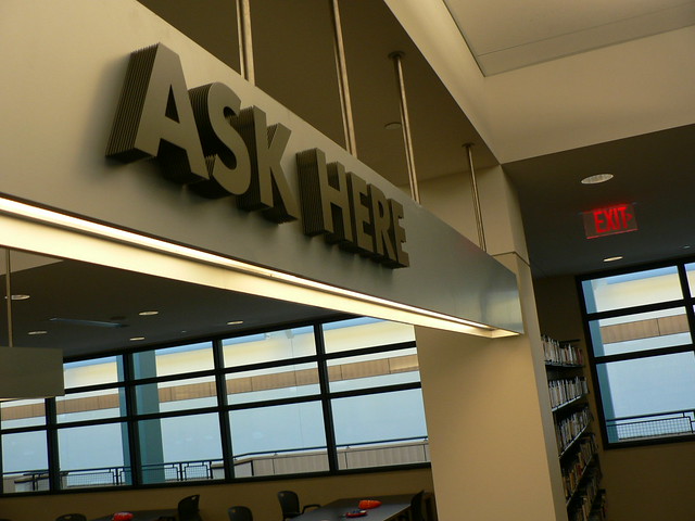 Reference desk at the Allen County Public Library in Fort Wayne, IN