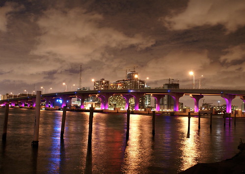 Miami's MacArthur Causeway at Twilight