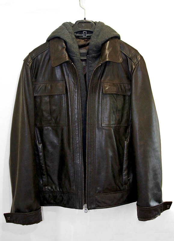 Zara men's leather jacket with zipper-detachable inner lininghood