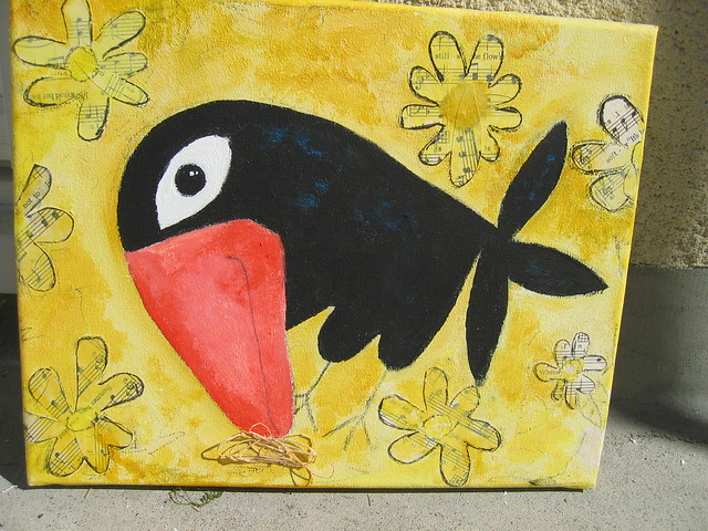 Smiling crow painting