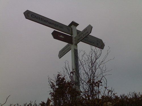 Village road sign in Devon