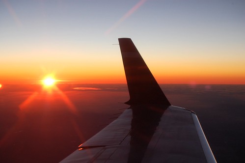Airplane's Wing and Sunset