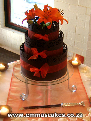 Chocolate lace collar wedding cake by Cape Town Guy
