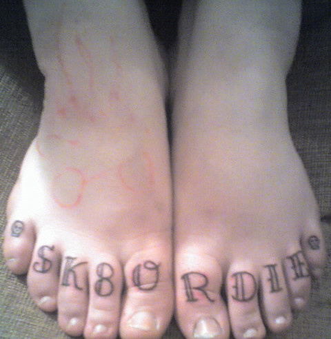feet tattoos my newest tattoo sk8 or die