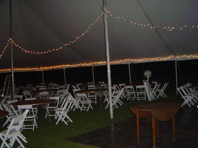 Inside the wedding tent the night before