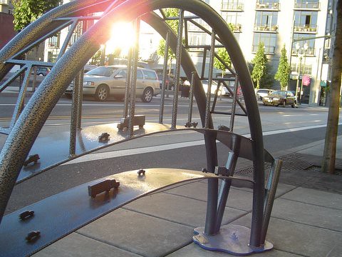 cool bike rack in downtown Portland oregon