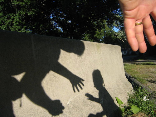 Hand with shadows, father & daughter