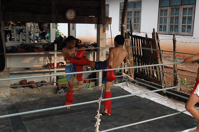 Thai boxing - receiving a kick