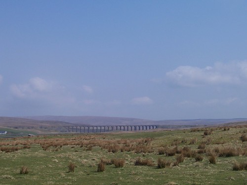 The Ribblehead Viaduct in the distance