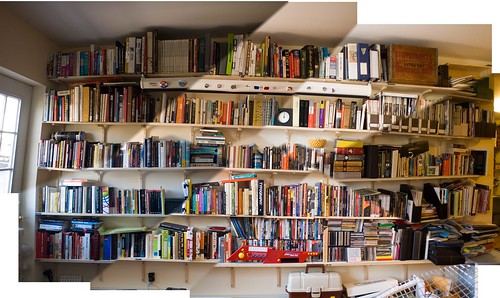 Crammed bookshelves