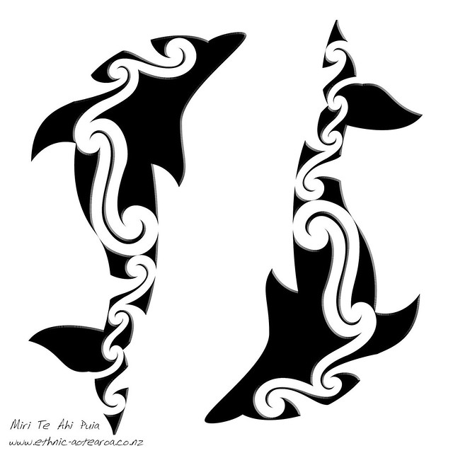 Maori Art Dolphin Waves Dolphin Waves Two dolphins in opposite 