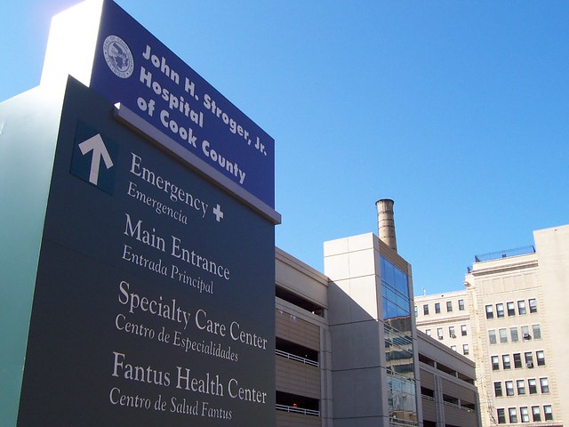 Bilingual Cook County Hospital Sign