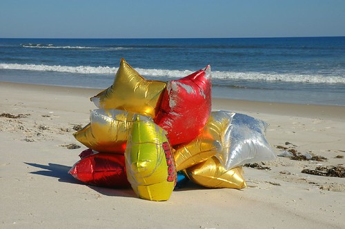 balloons on the beach by Alida's Photos