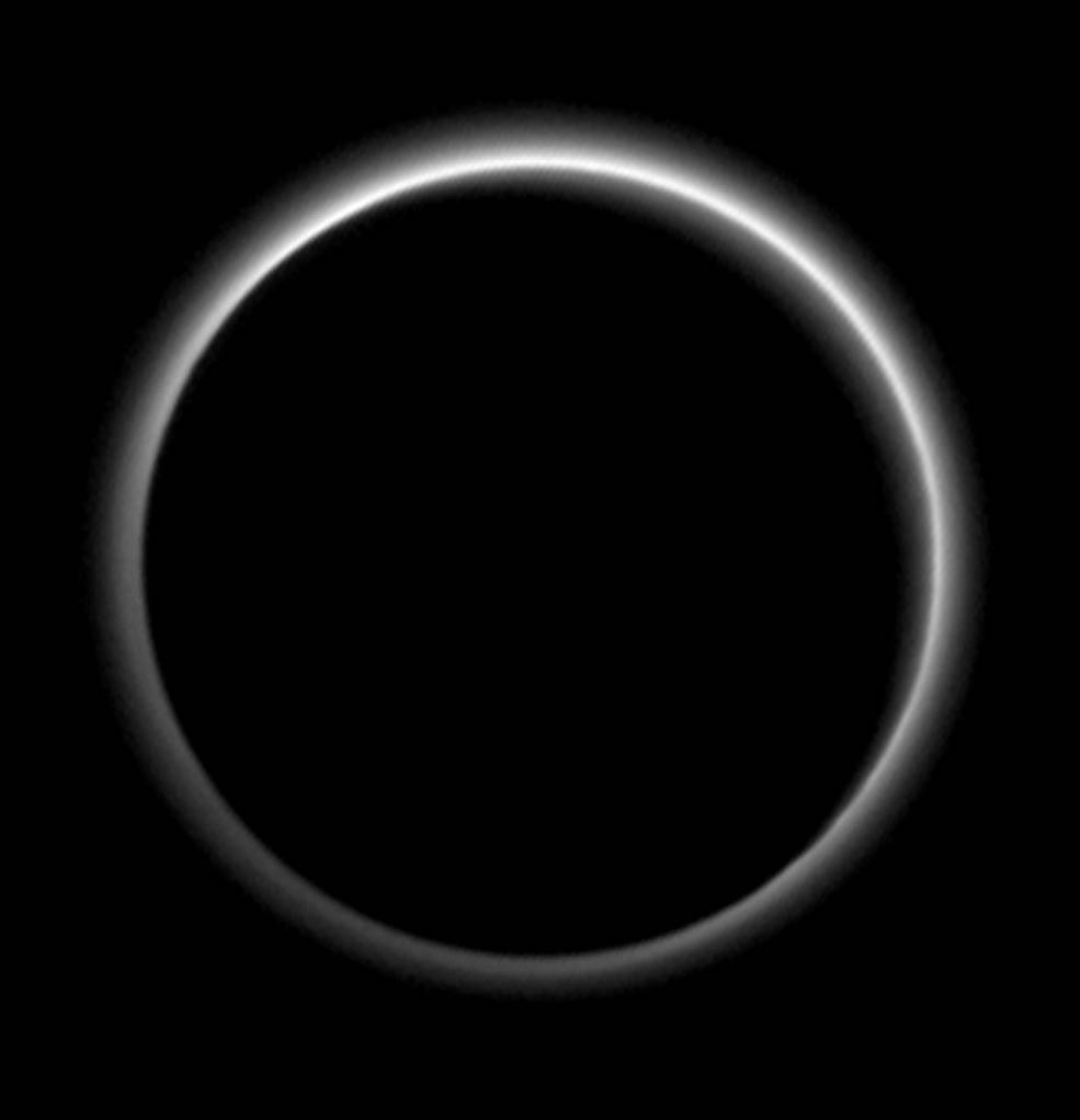 Pluto: Stunning Nightside Image Reveals Pluto’s Hazy Skies, NASA, 2015