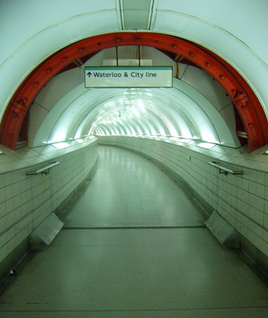 Deserted tunnel to Waterloo & City Line