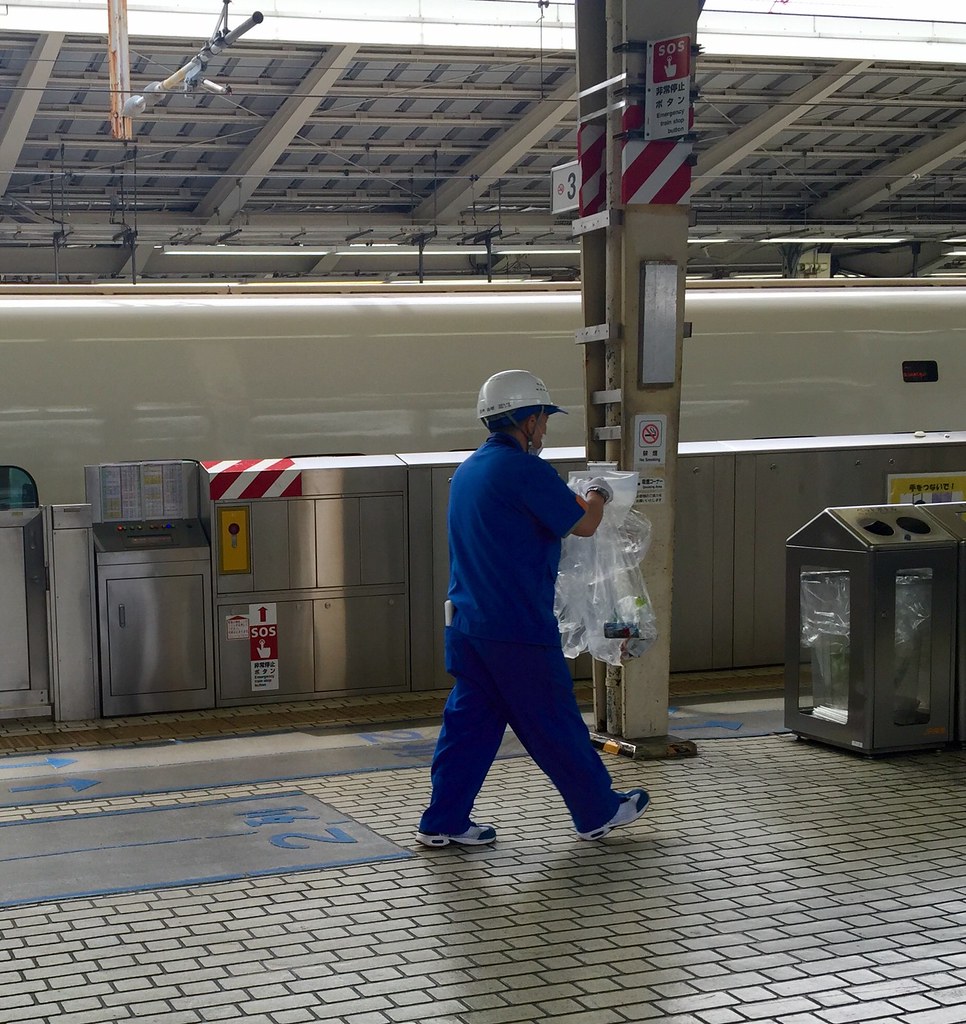Bottles and garbage disposed for Shinkansen bullet train