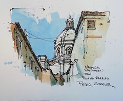 Line and wash "National Pantheon" Lisbon Portugal. New YouTube Video.
