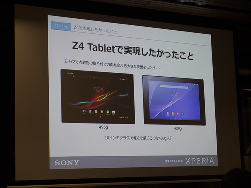 Xperia アンバサダー ミーティング スライド : Xperia Z4 Tablet ではさらなる軽量化を目指したい！