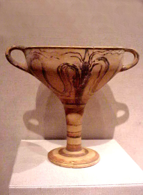 Stemmed Cup with Cuttlefish Mycenaean 1200 BC (late Helladic IIIA-B) Terracotta