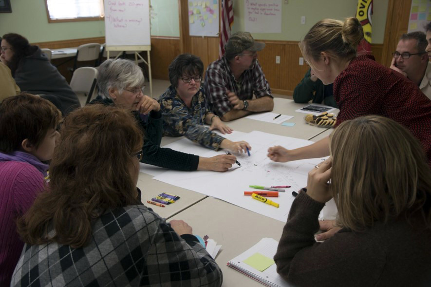 The Downtown Main Street Re-visioning project was a collaborative envisioning exercise between Seneca Towns Engaging in Solutions (STEPS), the people of the village of Ovid, and students from a Cornell University Design Connect team.