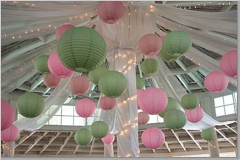 pink green lanterns by Wedding or Party Decorations