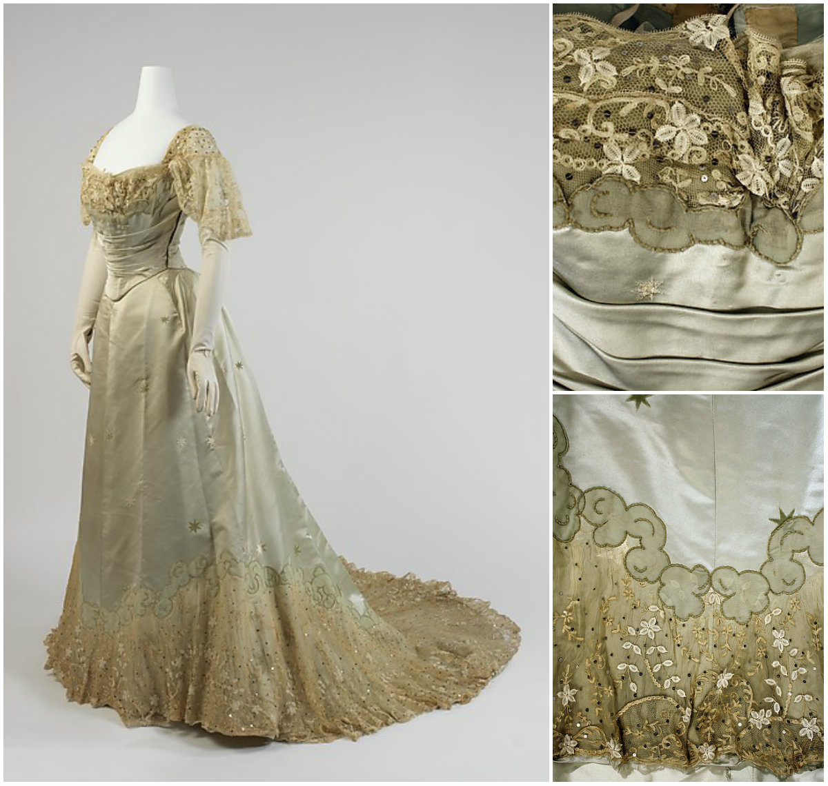 1898. Evening Dress. Silk, cotton, metal. metmuseum