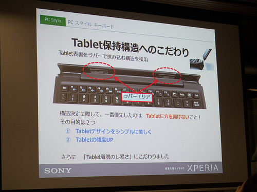 Xperia アンバサダー ミーティング スライド : BKB50 では、Xperia Z4 Tablet に穴をあけずに着脱しやすいラバー構造を採用しています
