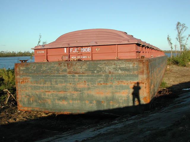 Barge on Levee