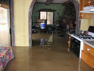 A flooded kitchen.