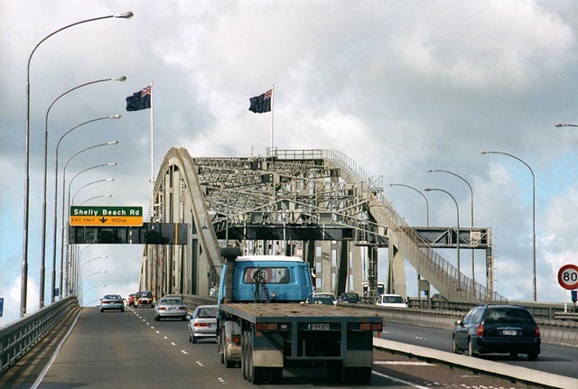 The Auckland Harbour Bridge is