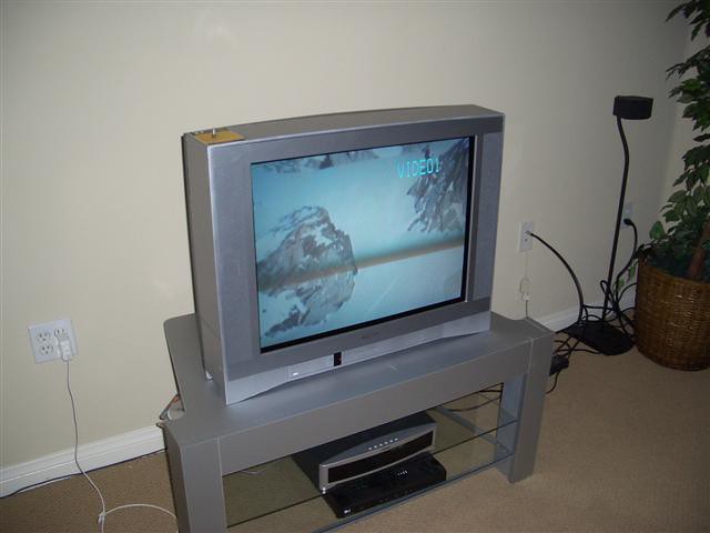 RESERVED- Toshiba 27" Flat Screen CRT TV, matching IKEA stand $225 