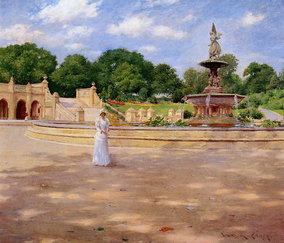 An Early Stroll in the Park by William Merritt Chase, c.1890