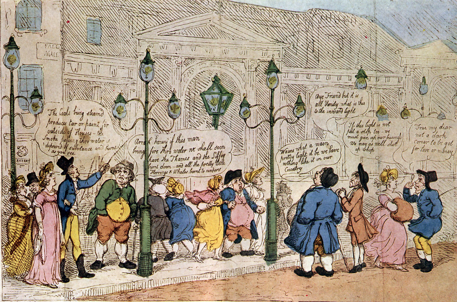 A Peep at the Gas-lights in Pall Mall by Thomas Rowlandson, 1809