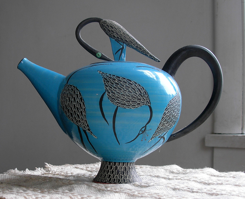 Blue Teapot - with Herons