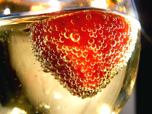 Strawberry in champagne