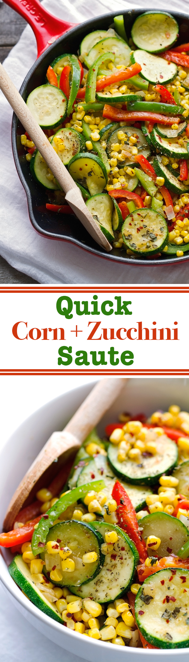 Quick Corn and Zucchini Saute that's ready in 10 minutes are is the perfect side dish for any meal! #zucchini #corn #sidedish #vegetarian | Littlespicejar.com