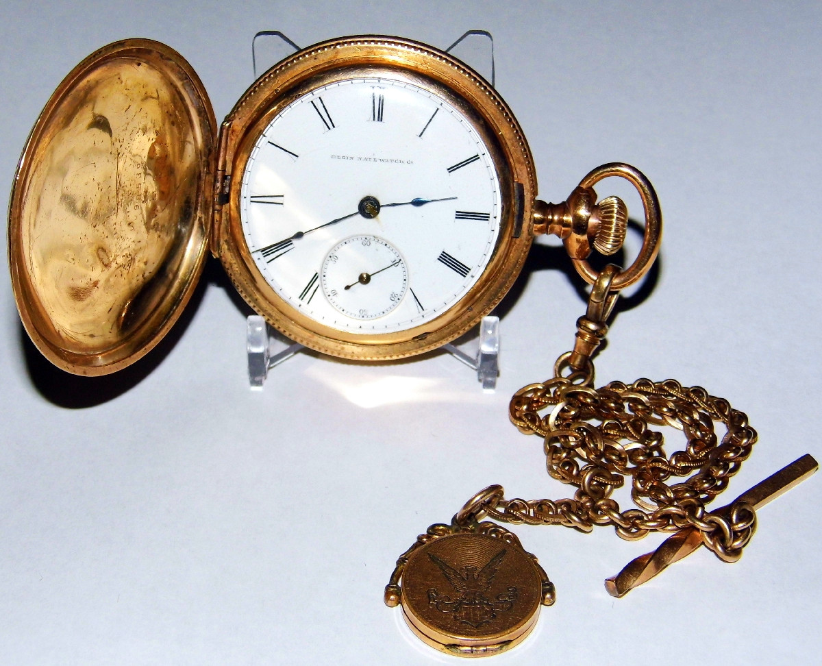 Vintage Elgin National Watch Co. Pocket Watch with Hunter Case and Gold Chain, Circa 1901. Credit Joe Haupt