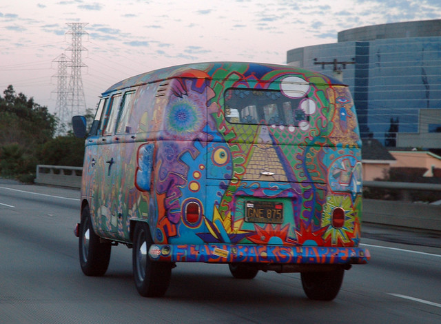 I was driving so Michele snapped these pictures of this awesome hippie van