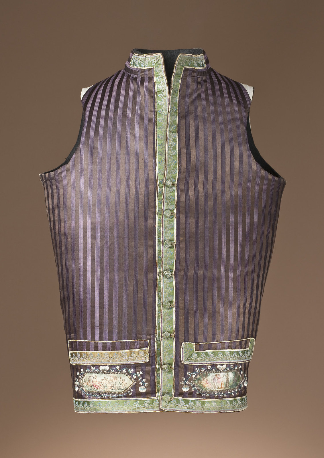 1790. Europe. Silk satin with silver-metallic and polychrome-silk thread and silver sequins. LACMA