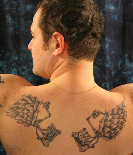 Close up of my mechanical wings tattoos A little different than I