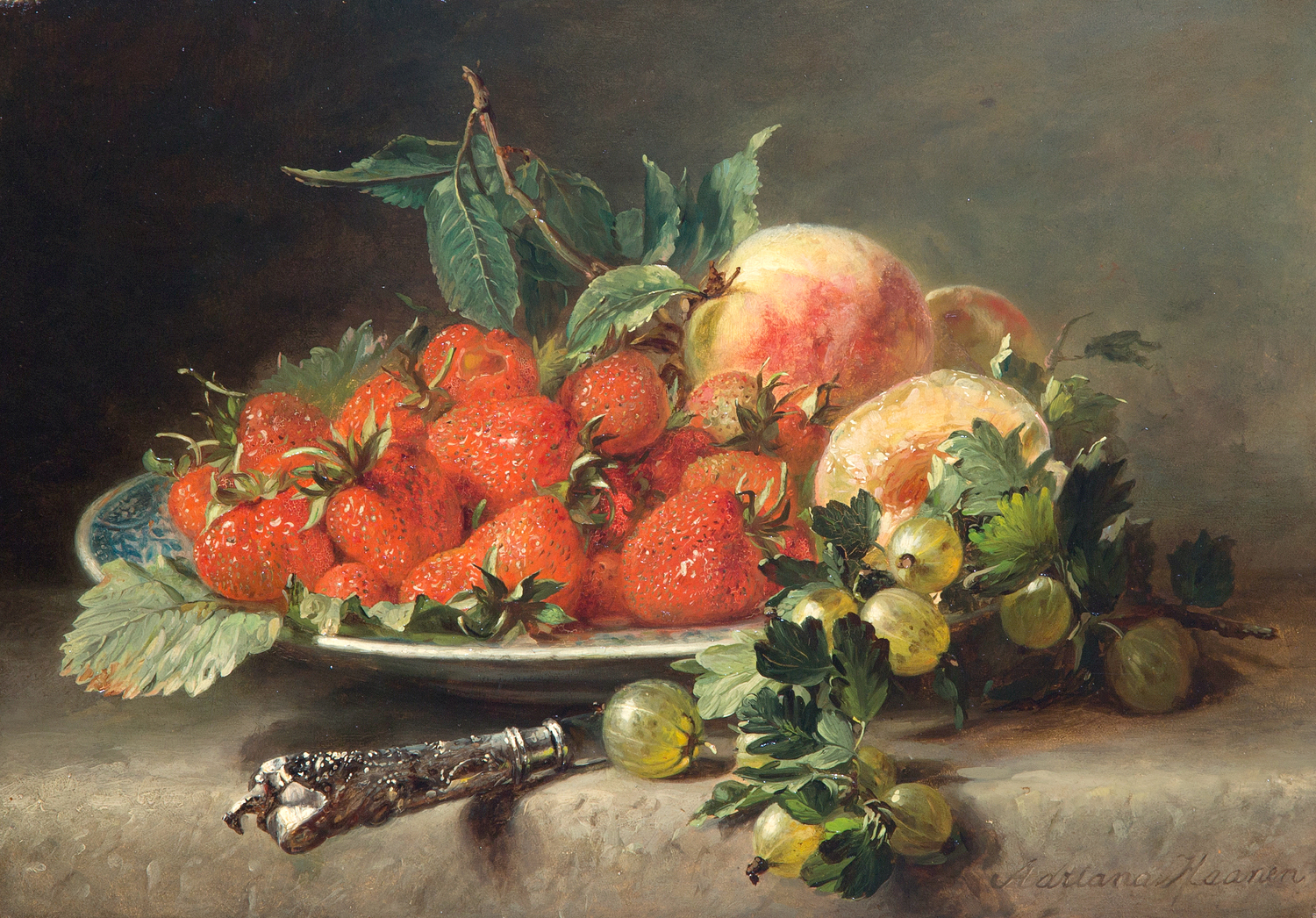 Still Life with Strawberries and Gooseberries by Adriana Johanna Haanen, 19th Century