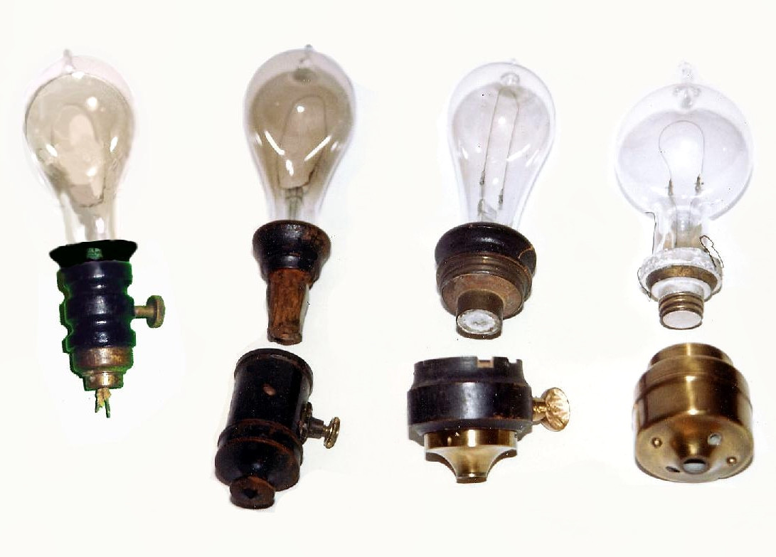 Evolution of Edison's incandescent electric light bulb and socket - 1880-1881. Credit Richard Warren Lipack