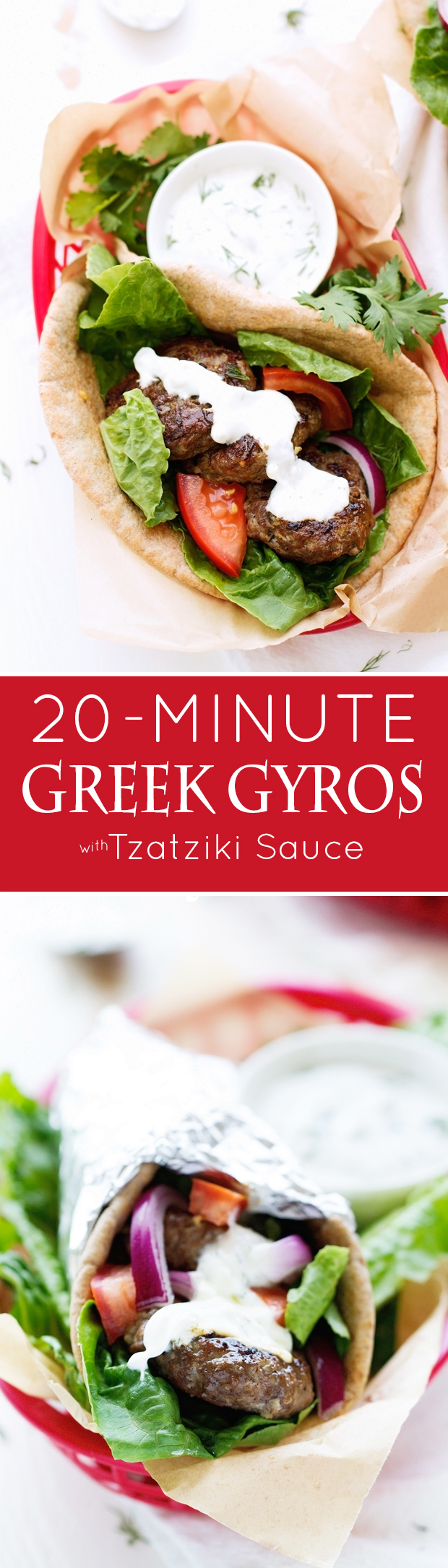 20 Minute Greek Gyros with Tzatziki Sauce - A GREEK classic turned into a QUICK + EASY Weeknight dinner! #gyros #greekgryos #chickengryos | Littlespicejar.com