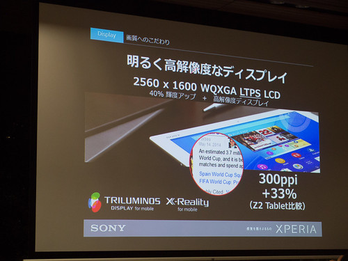 Xperia アンバサダー ミーティング スライド : Xperia Z4 Tablet は 300ppi を達成しました！