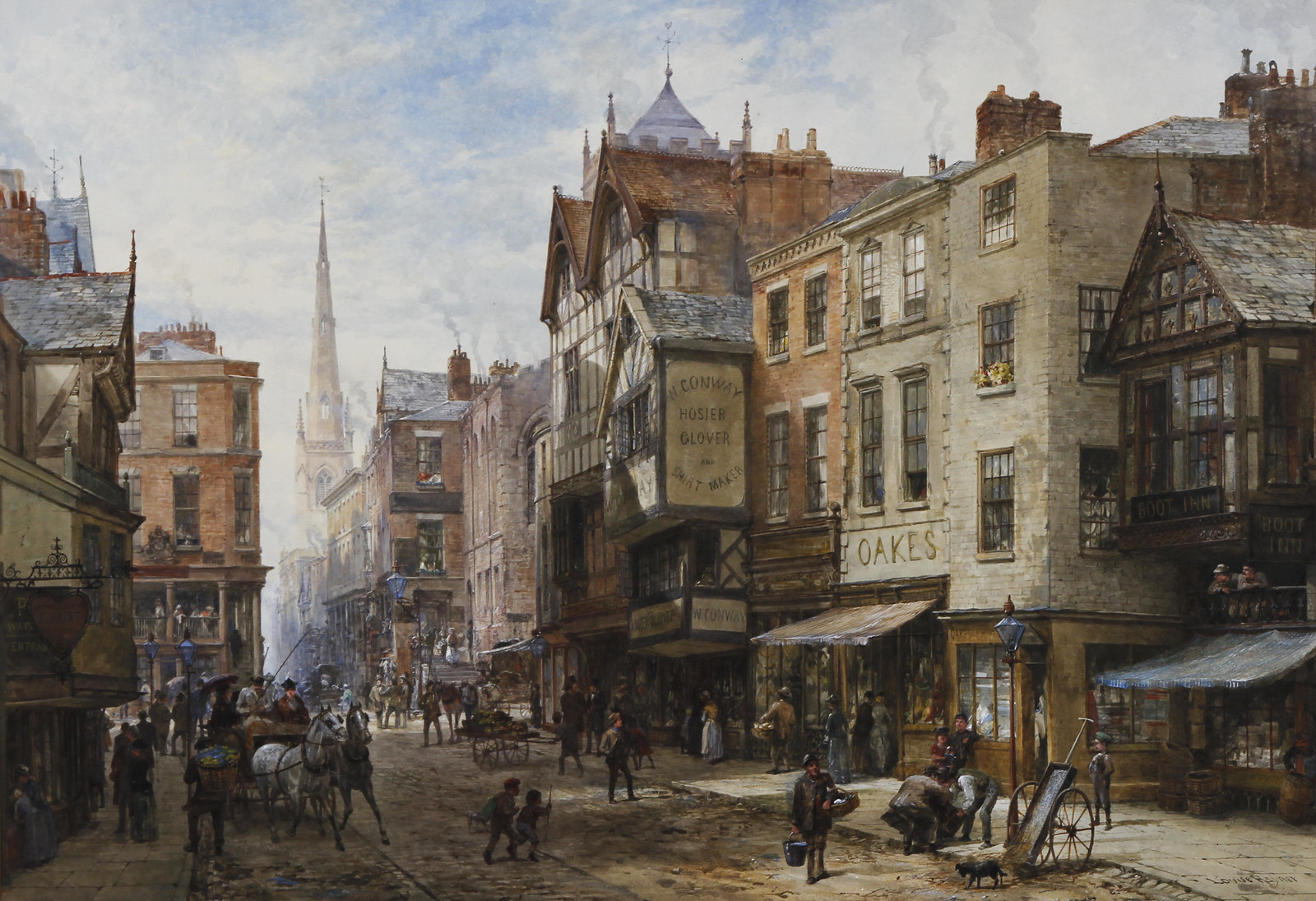 The Cross looking towards Watergate Street, Chester by Louise Rayner